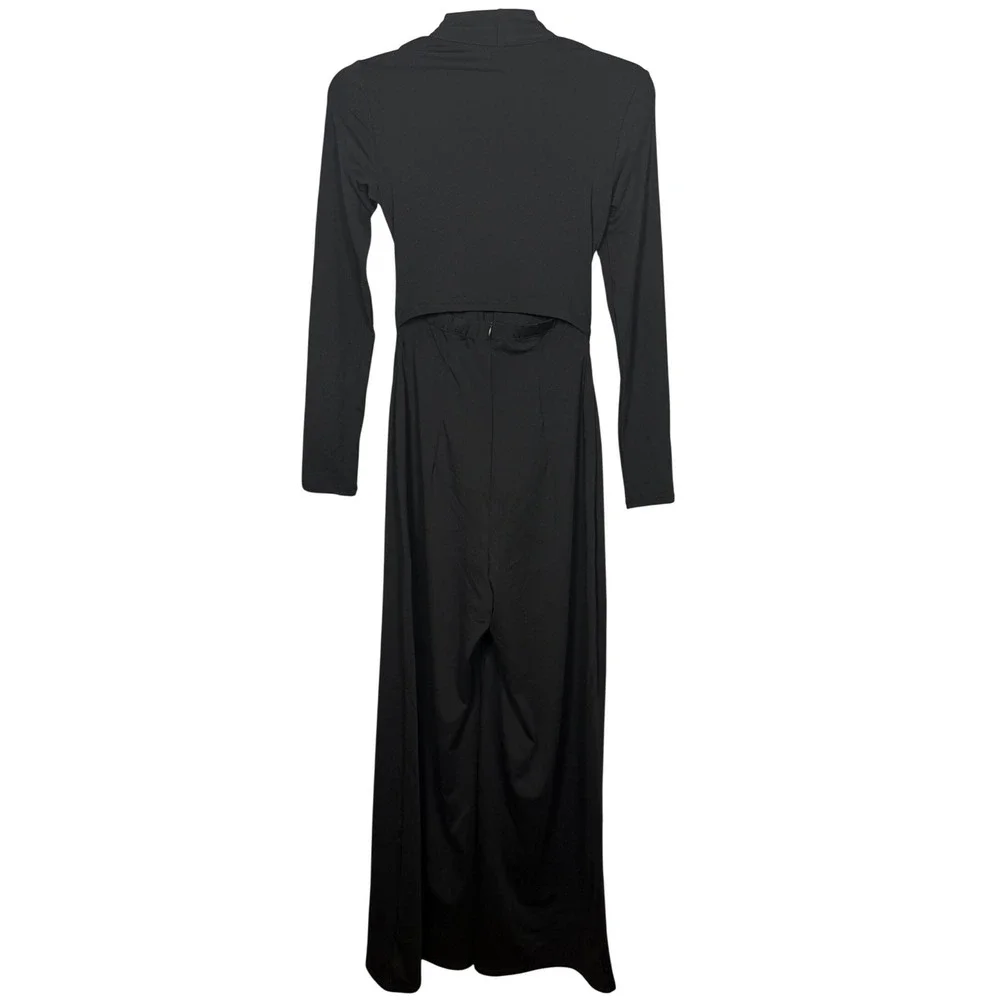 NWT HALARA Long Sleeve Pocket Wide Leg Jumpsuit-Easy Peezy, Black, Size XS